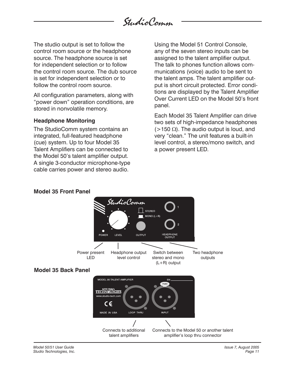 Studio Technologies 50 2005 User Manual | Page 11 / 47