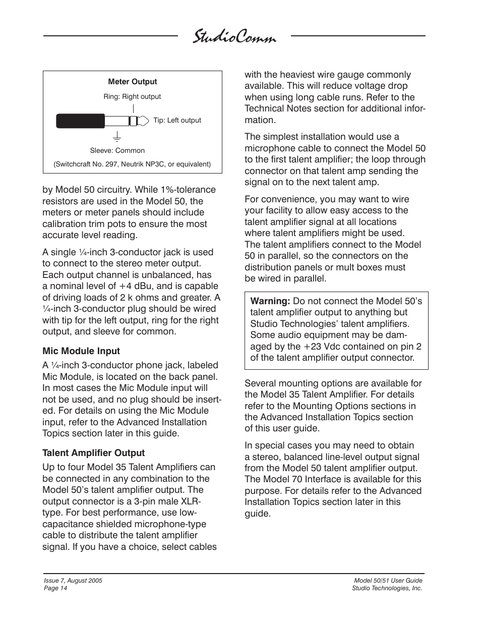 Studio Technologies 50 2005 User Manual | Page 14 / 47