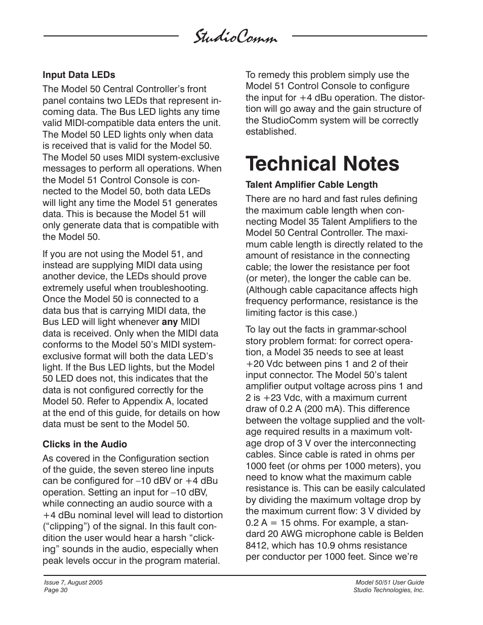 Studio Technologies 50 2005 User Manual | Page 30 / 47