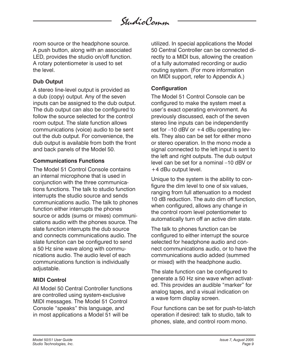Studio Technologies 50 2005 User Manual | Page 9 / 47