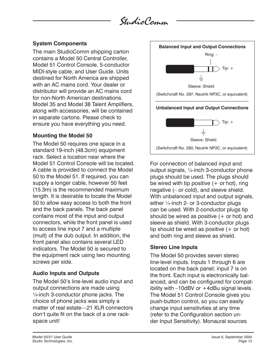 Studio Technologies 50 2004 User Manual | Page 13 / 51