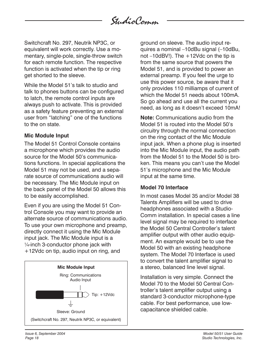 Studio Technologies 50 2004 User Manual | Page 18 / 51