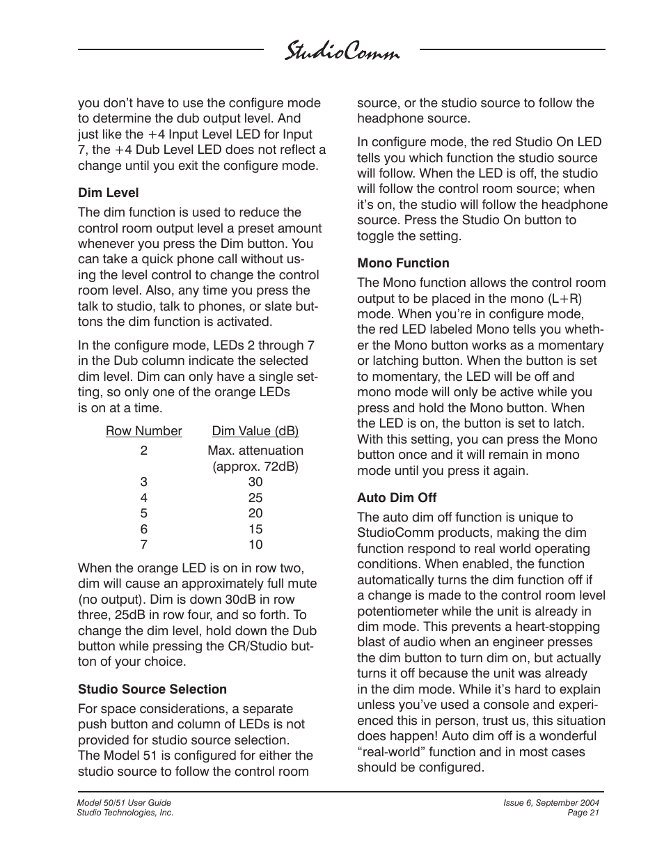 Studio Technologies 50 2004 User Manual | Page 21 / 51