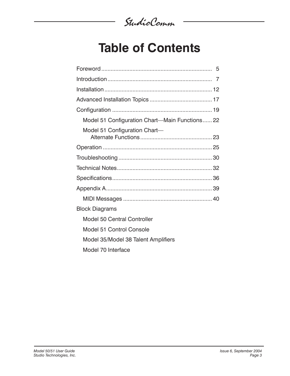 Studio Technologies 50 2004 User Manual | Page 3 / 51