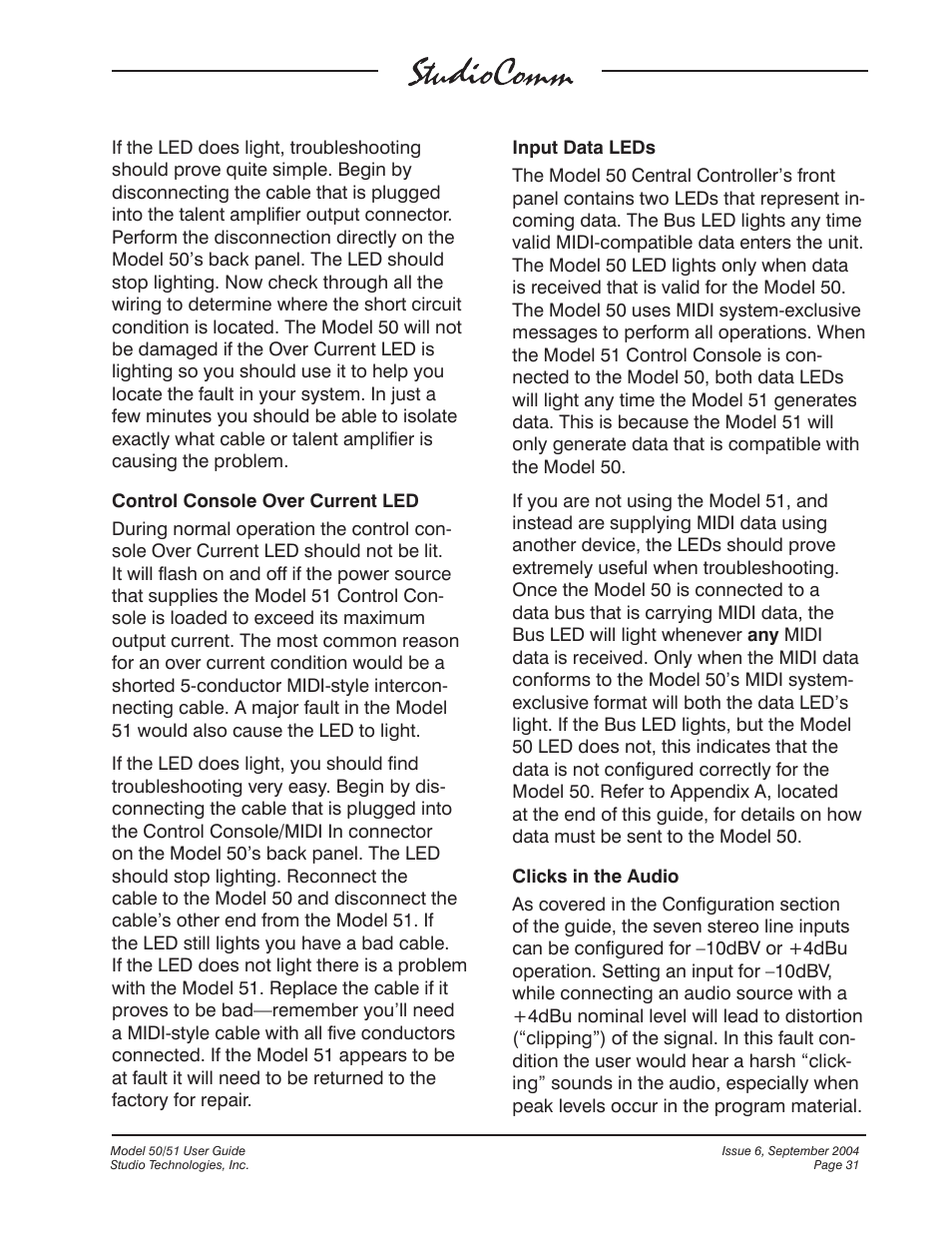 Studio Technologies 50 2004 User Manual | Page 31 / 51