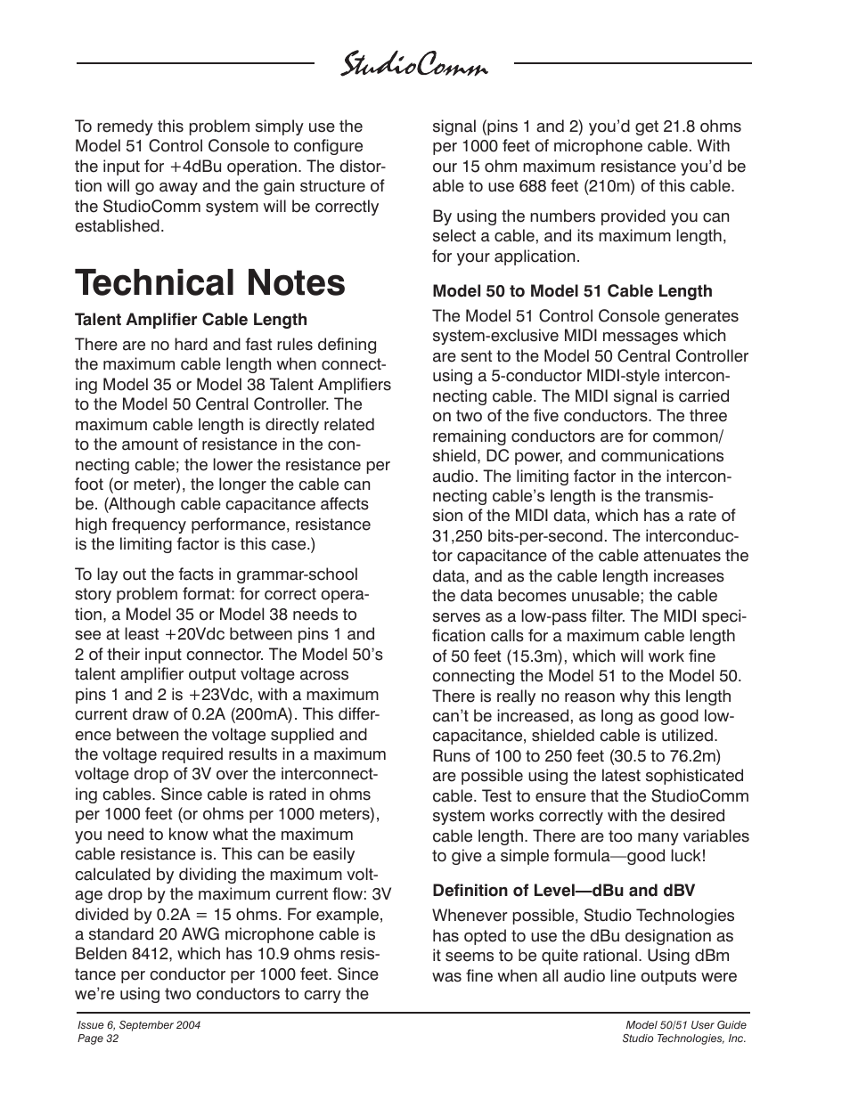 Studio Technologies 50 2004 User Manual | Page 32 / 51