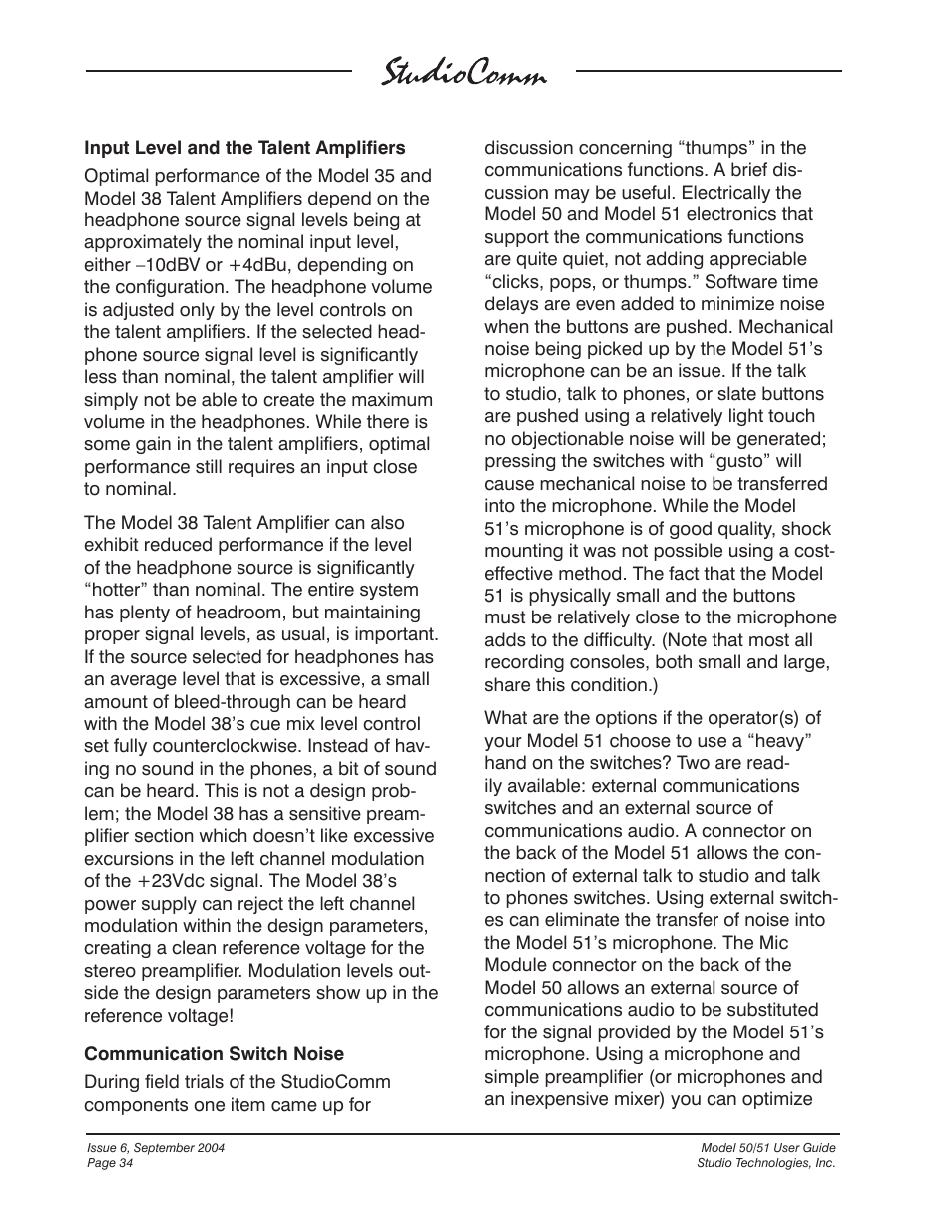 Studio Technologies 50 2004 User Manual | Page 34 / 51