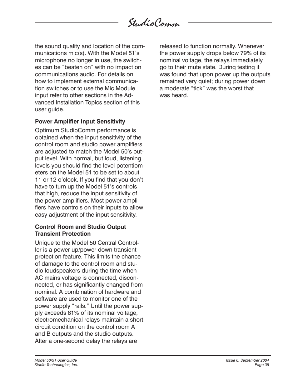 Studio Technologies 50 2004 User Manual | Page 35 / 51