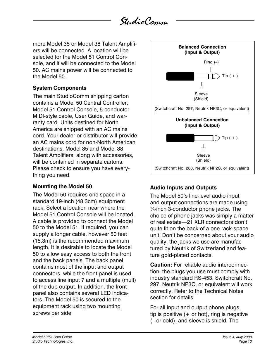 Studio Technologies 50 2000 User Manual | Page 13 / 53