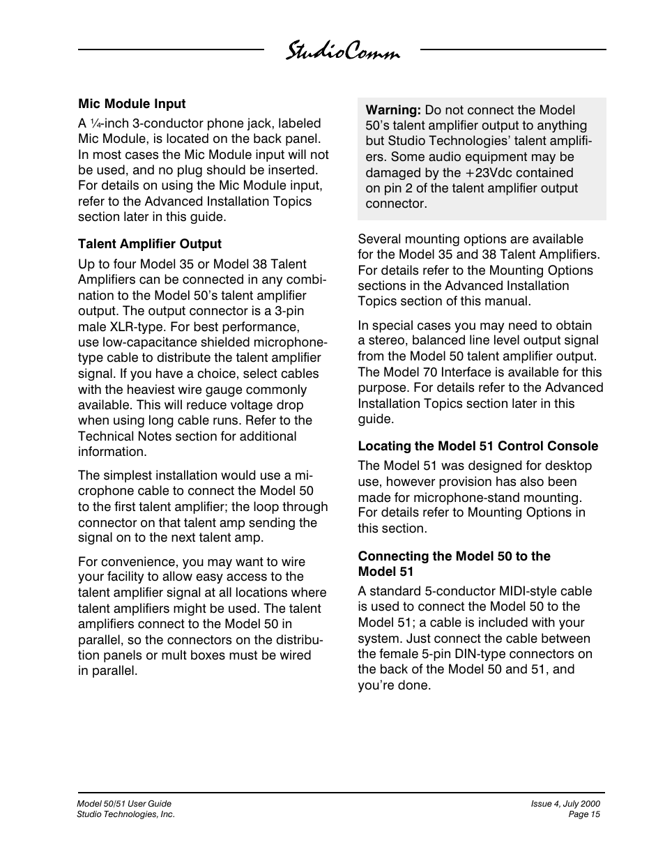 Studio Technologies 50 2000 User Manual | Page 15 / 53