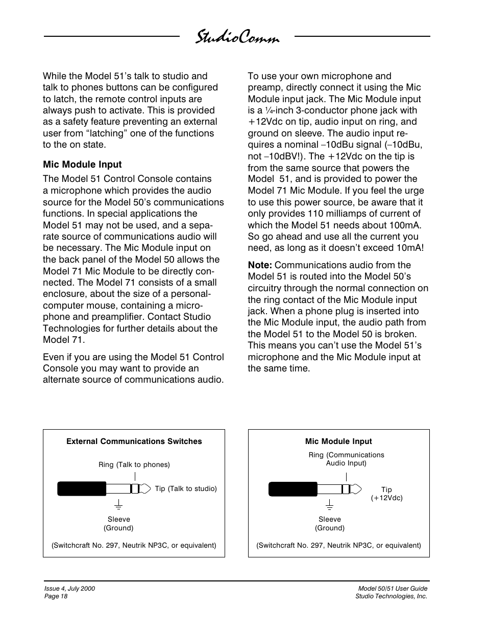 Studio Technologies 50 2000 User Manual | Page 18 / 53