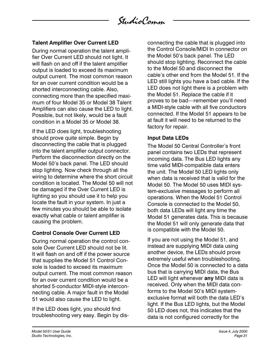 Studio Technologies 50 2000 User Manual | Page 31 / 53