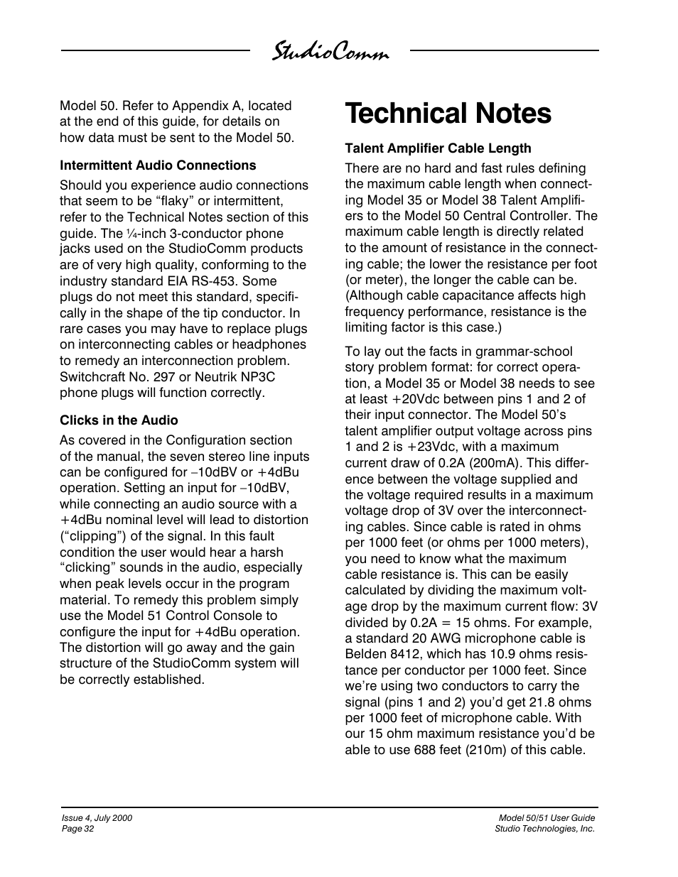 Studio Technologies 50 2000 User Manual | Page 32 / 53