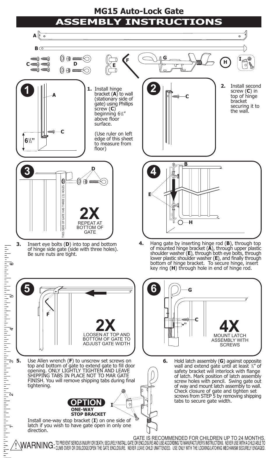 Cardinal Gates MG15 User Manual | 2 pages