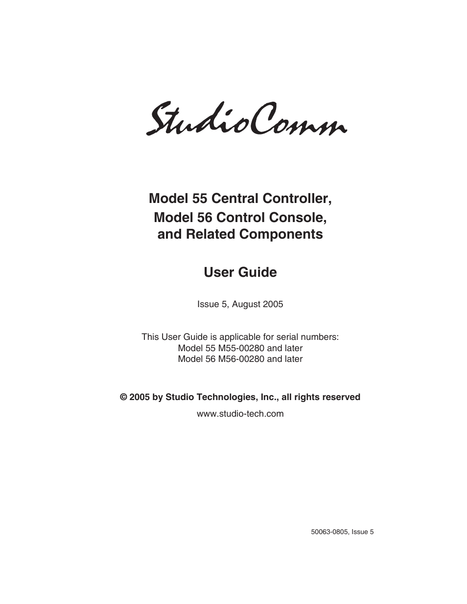 Studio Technologies 55 2005 User Manual | 41 pages