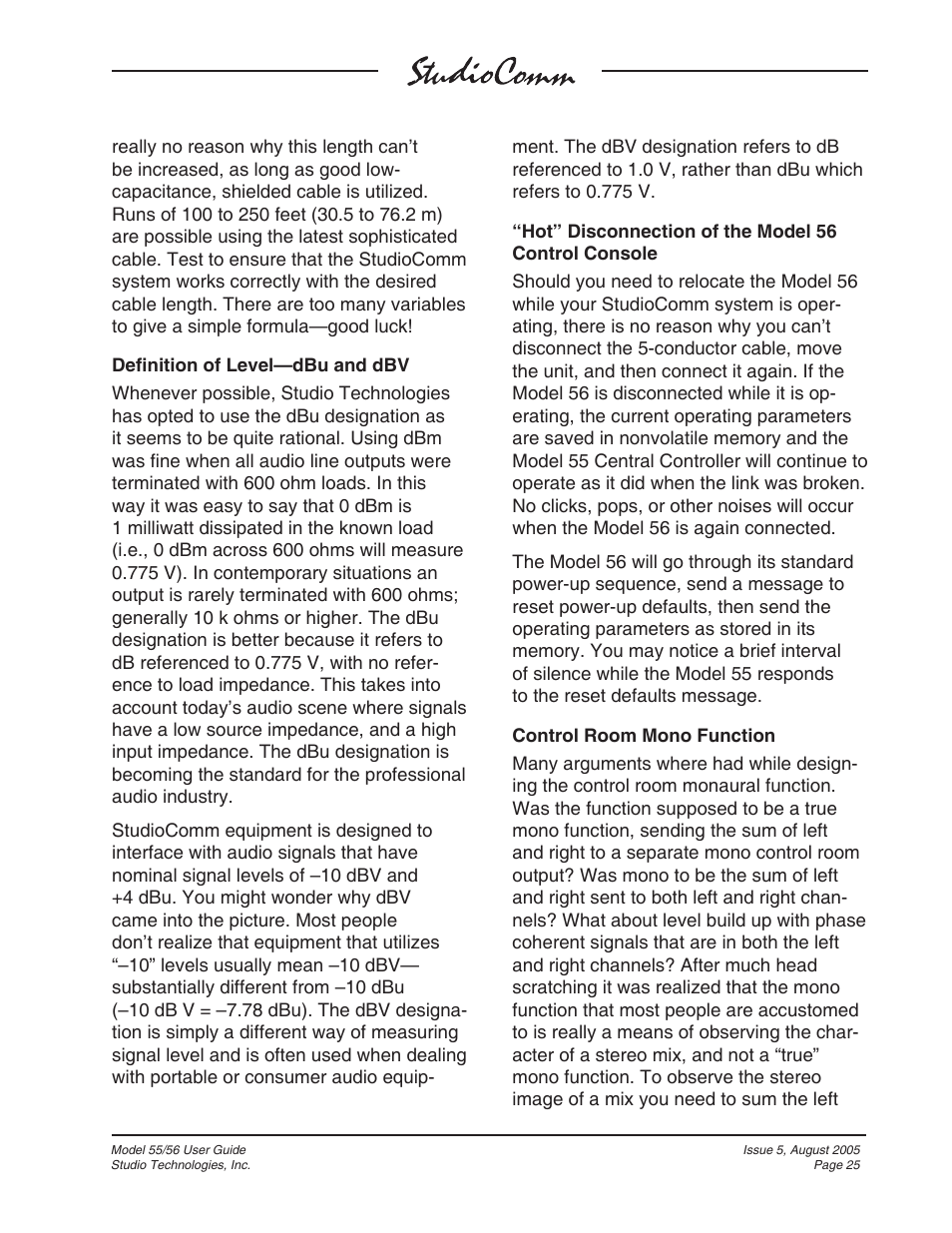 Studio Technologies 55 2005 User Manual | Page 25 / 41