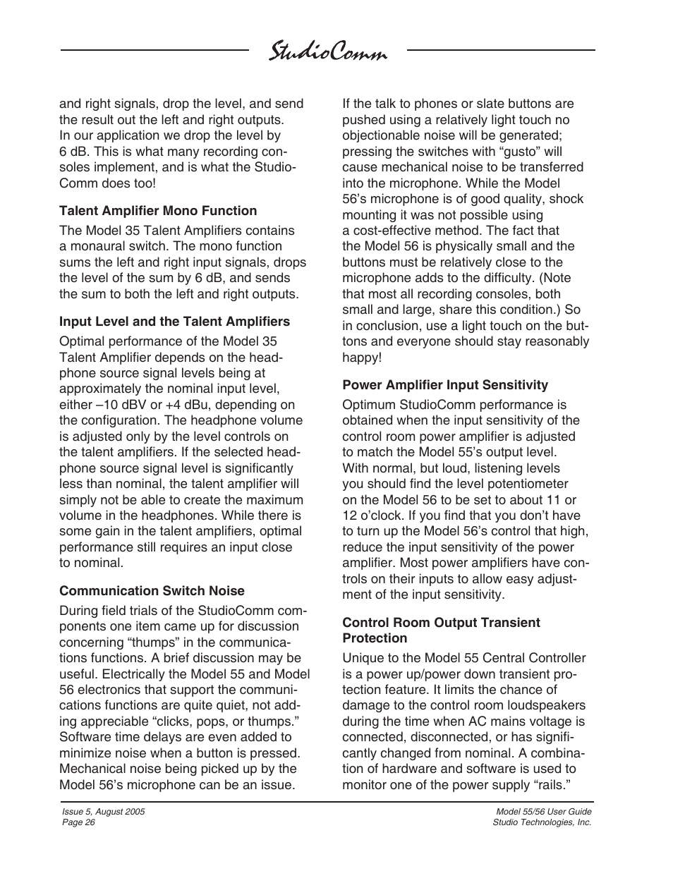 Studio Technologies 55 2005 User Manual | Page 26 / 41