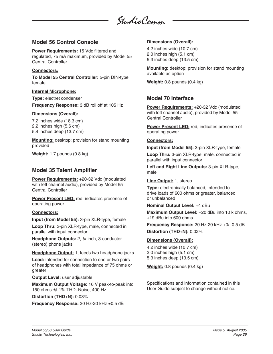 Studio Technologies 55 2005 User Manual | Page 29 / 41