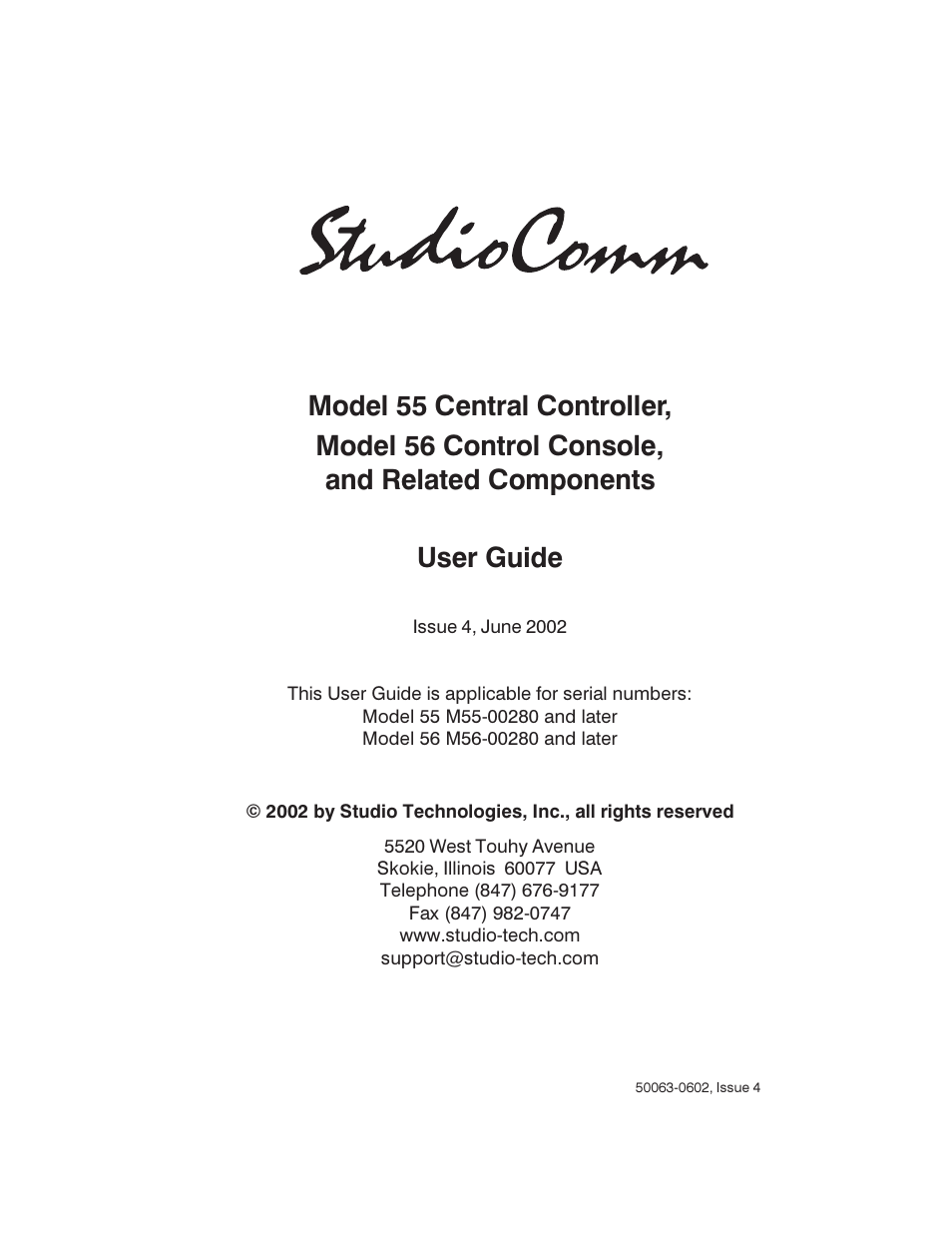 Studio Technologies 55 2002 User Manual | 45 pages