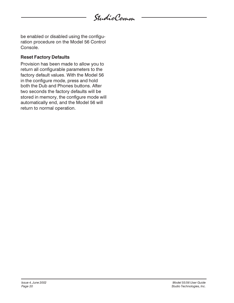 Studio Technologies 55 2002 User Manual | Page 20 / 45