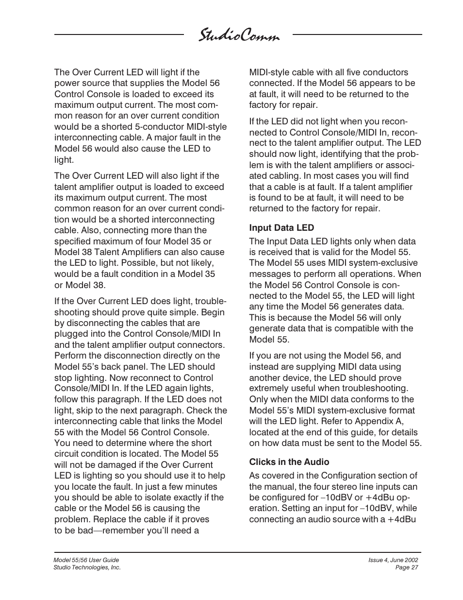 Studio Technologies 55 2002 User Manual | Page 27 / 45