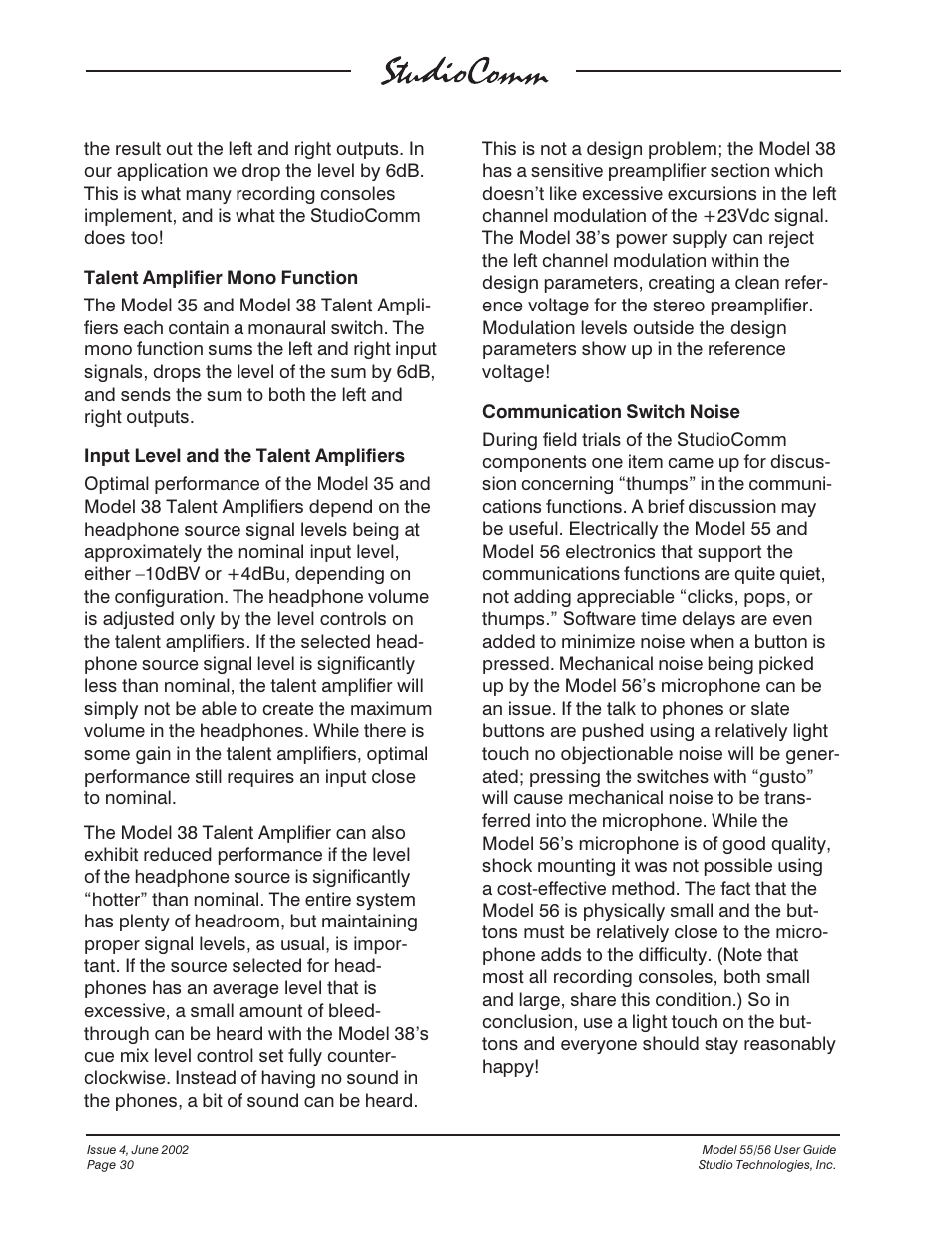 Studio Technologies 55 2002 User Manual | Page 30 / 45