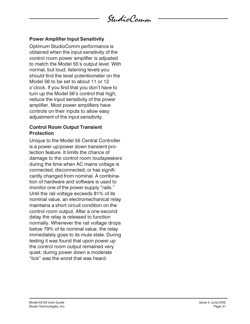 Studio Technologies 55 2002 User Manual | Page 31 / 45