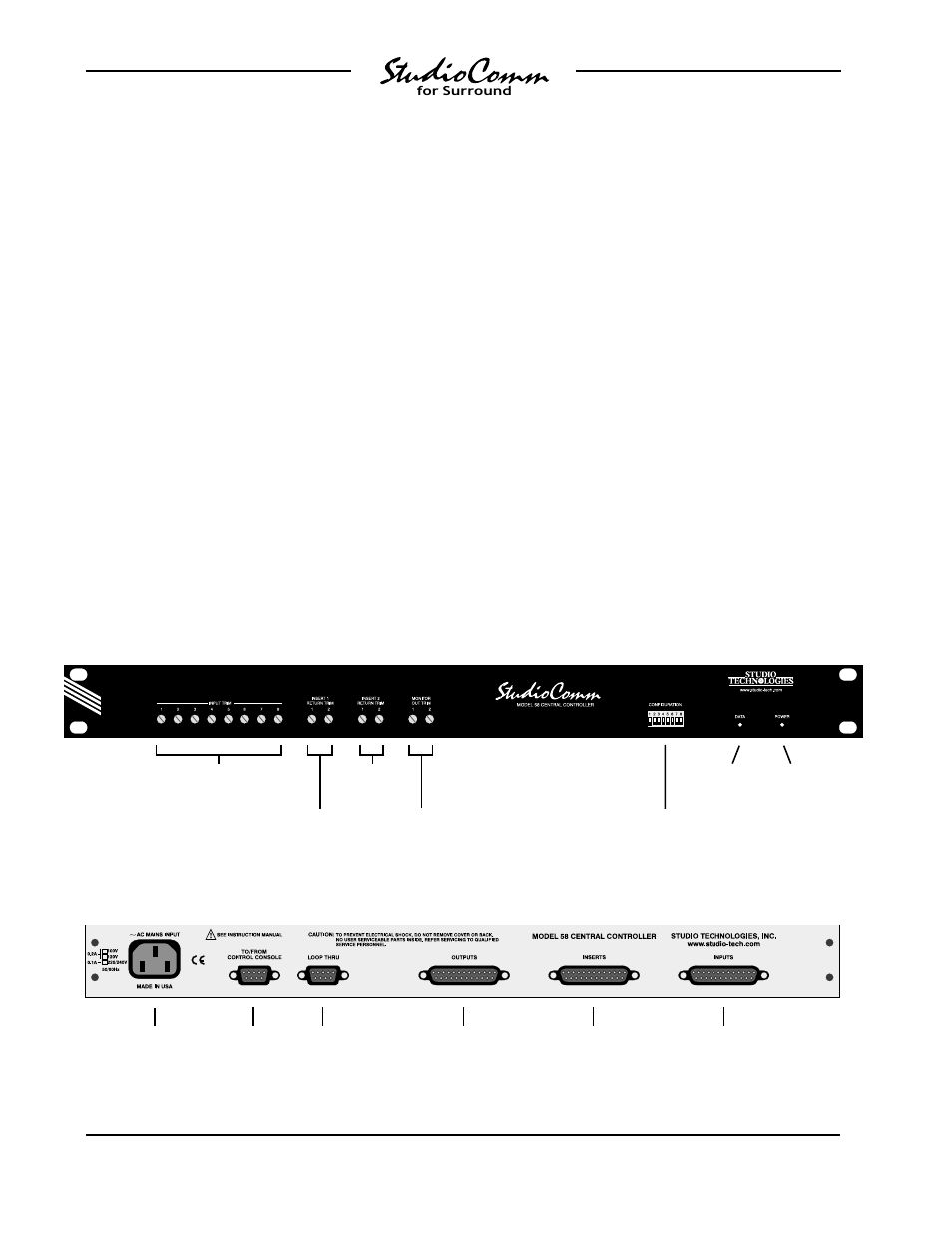 Model 59 control console | Studio Technologies 58 2000 User Manual | Page 7 / 61