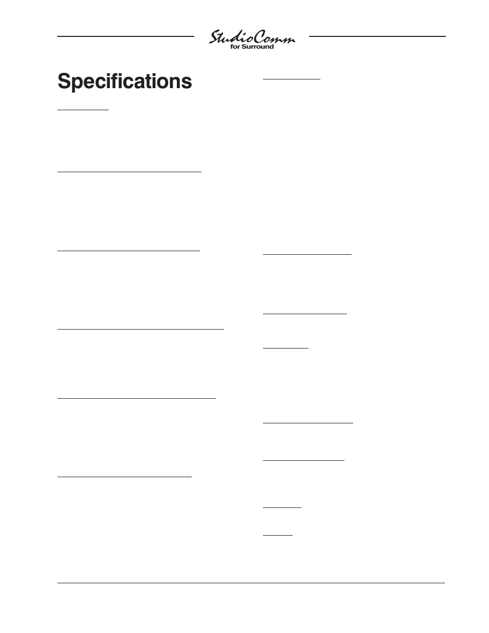 Specifications | Studio Technologies 65 User Manual | Page 25 / 27
