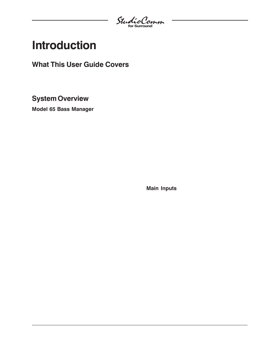 Introduction, What this user guide covers, System overview | Studio Technologies 65 User Manual | Page 7 / 27