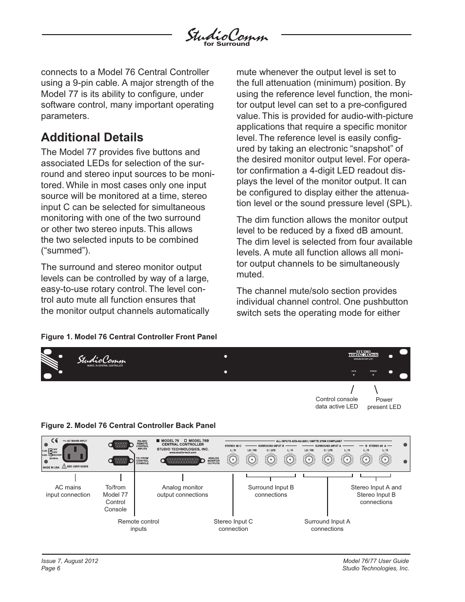 Additional details | Studio Technologies 76 V.1.10 User Manual | Page 6 / 37