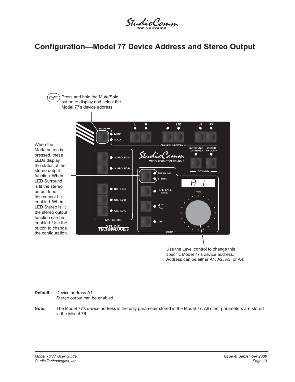 Studio Technologies 76 V.1.04 User Manual | Page 19 / 37