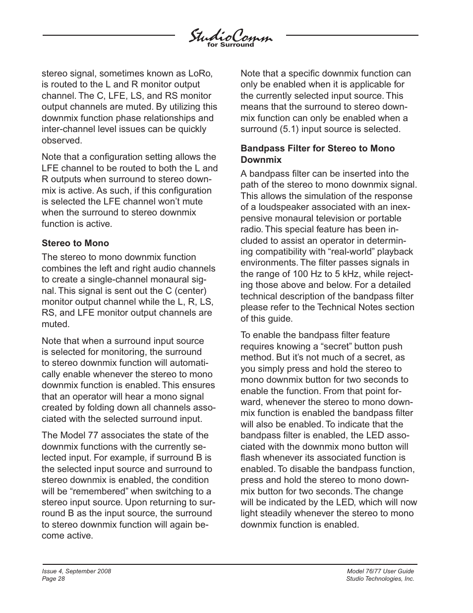 Studio Technologies 76 V.1.04 User Manual | Page 28 / 37