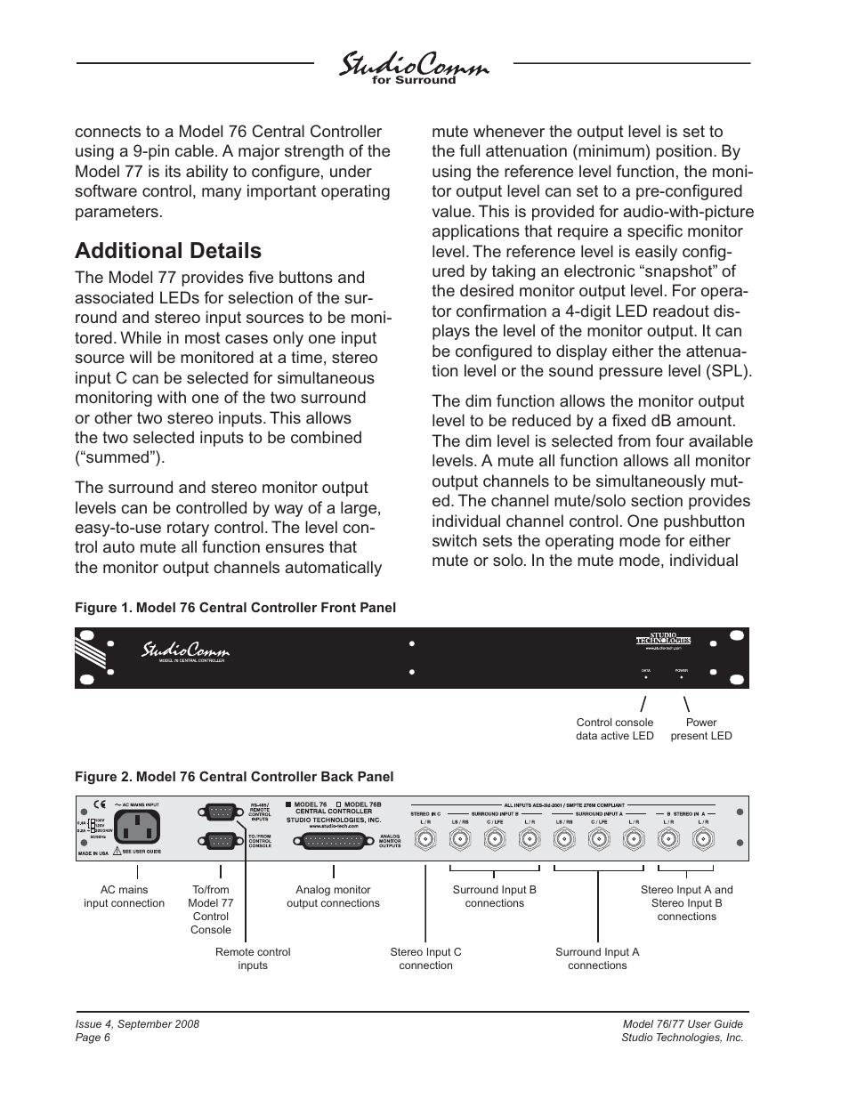 Additional details | Studio Technologies 76 V.1.04 User Manual | Page 6 / 37