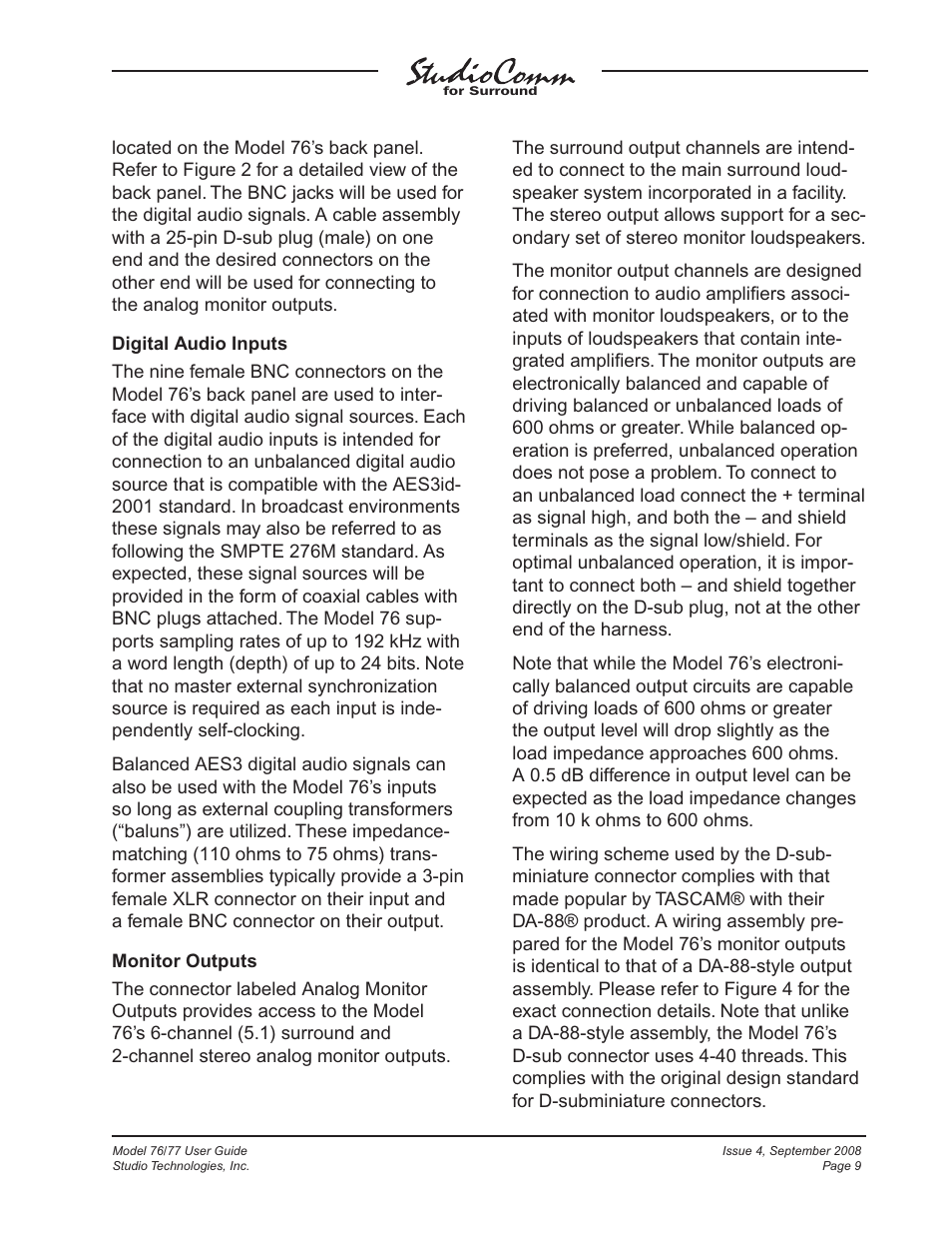 Studio Technologies 76 V.1.04 User Manual | Page 9 / 37