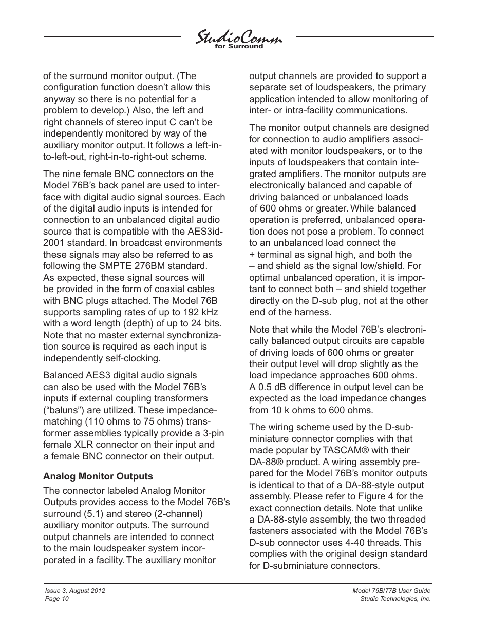 Studio Technologies 76B 2012 User Manual | Page 10 / 45