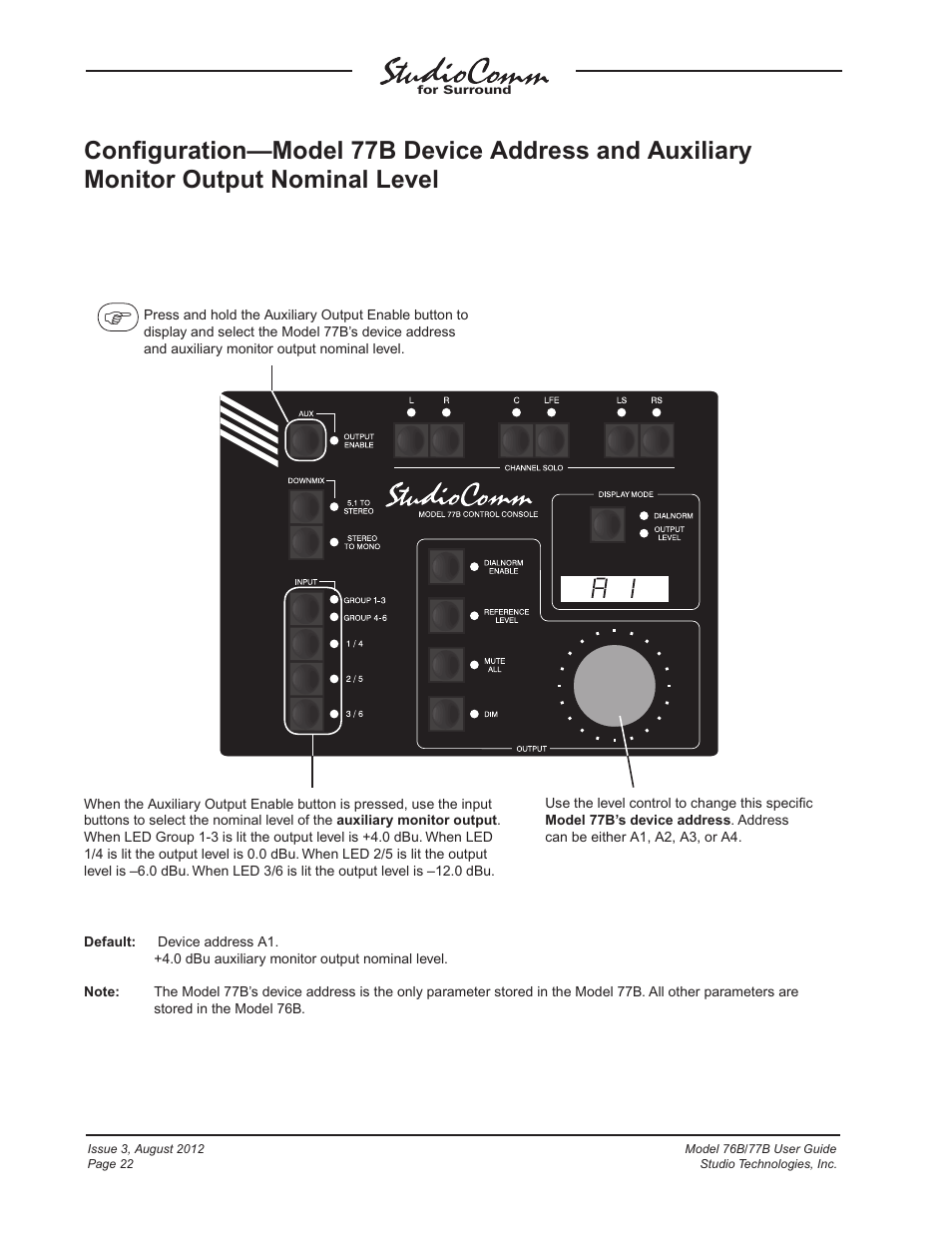 Studio Technologies 76B 2012 User Manual | Page 22 / 45