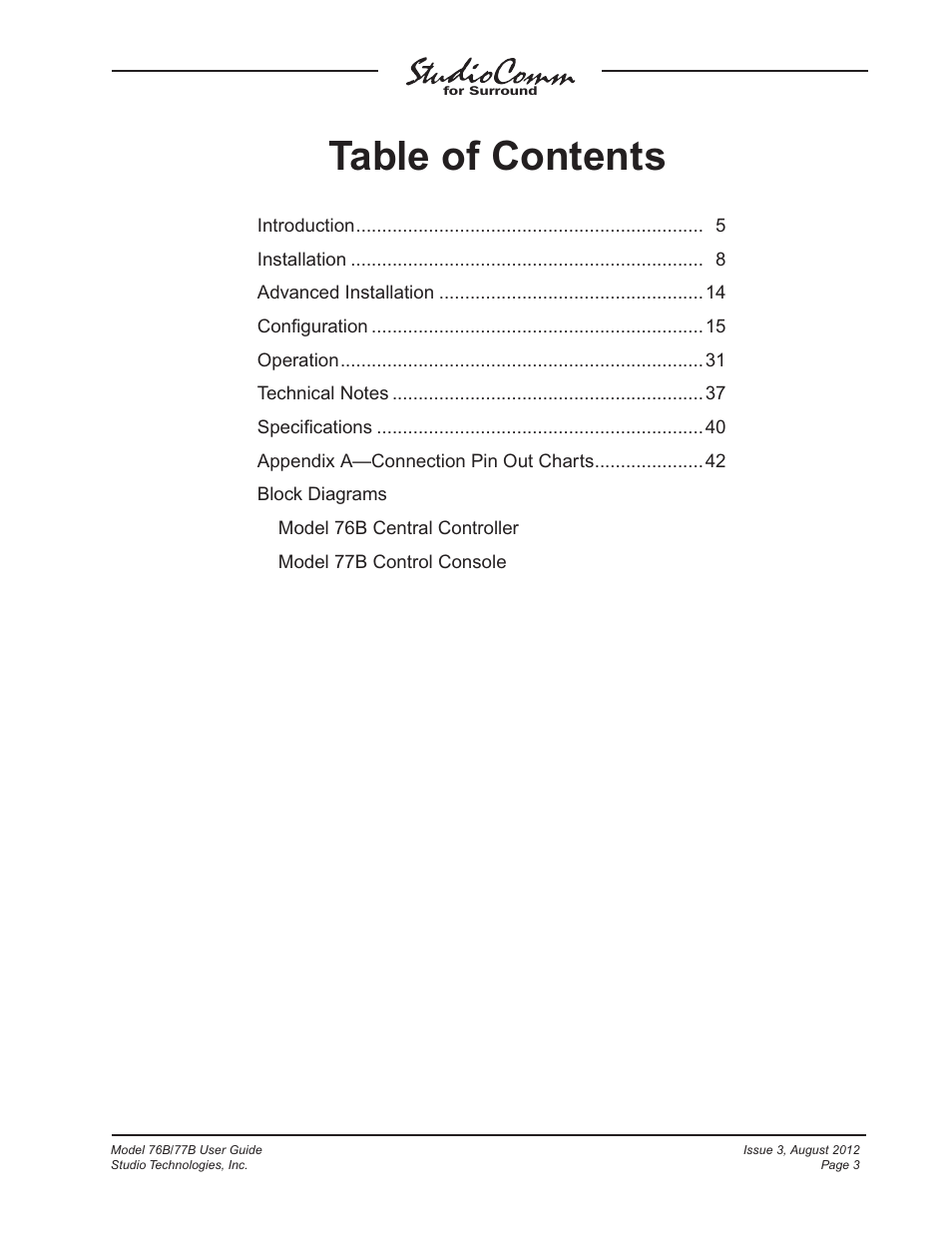Studio Technologies 76B 2012 User Manual | Page 3 / 45