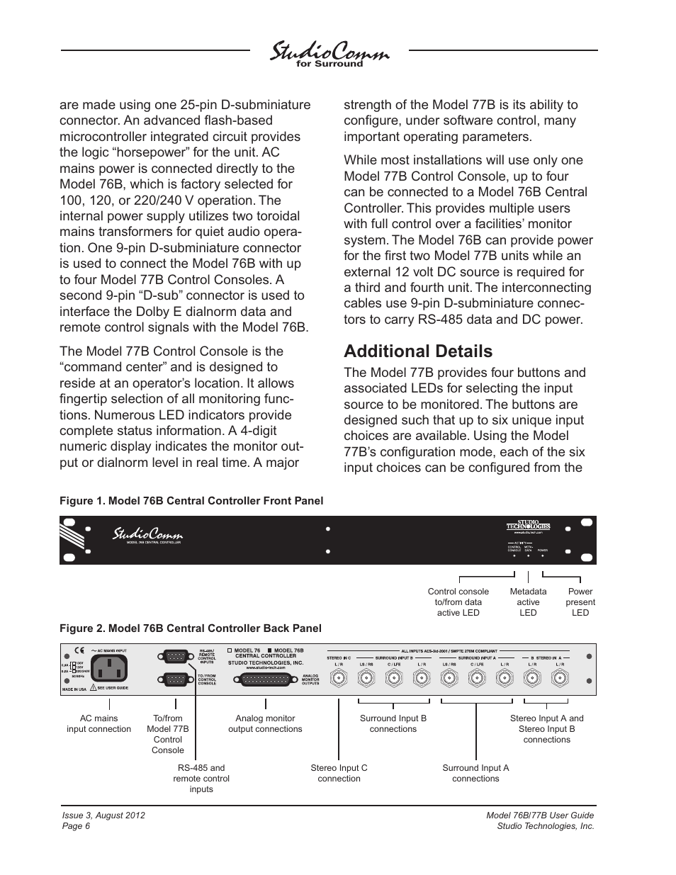 Additional details | Studio Technologies 76B 2012 User Manual | Page 6 / 45