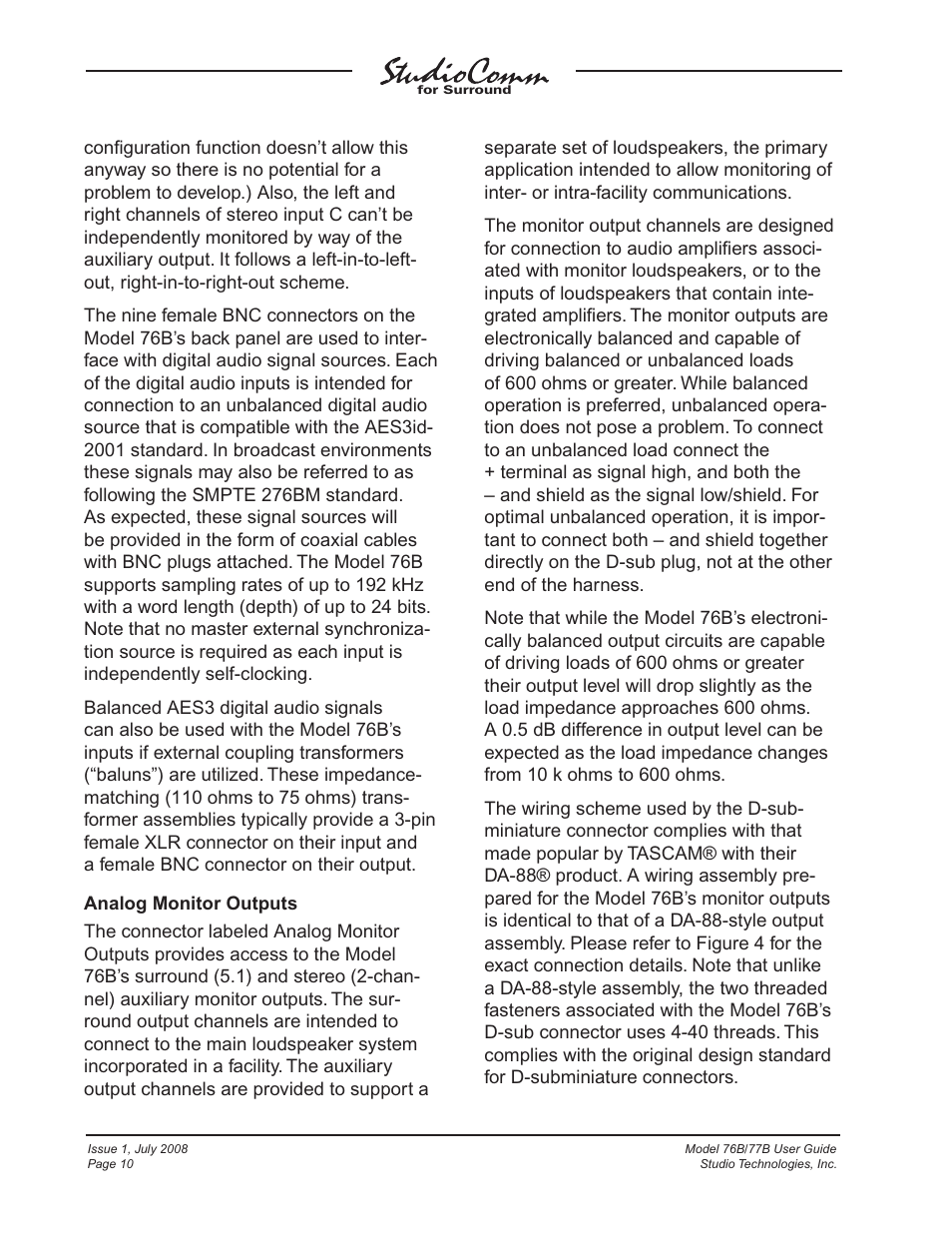 Studio Technologies 76B 2008 User Manual | Page 10 / 43