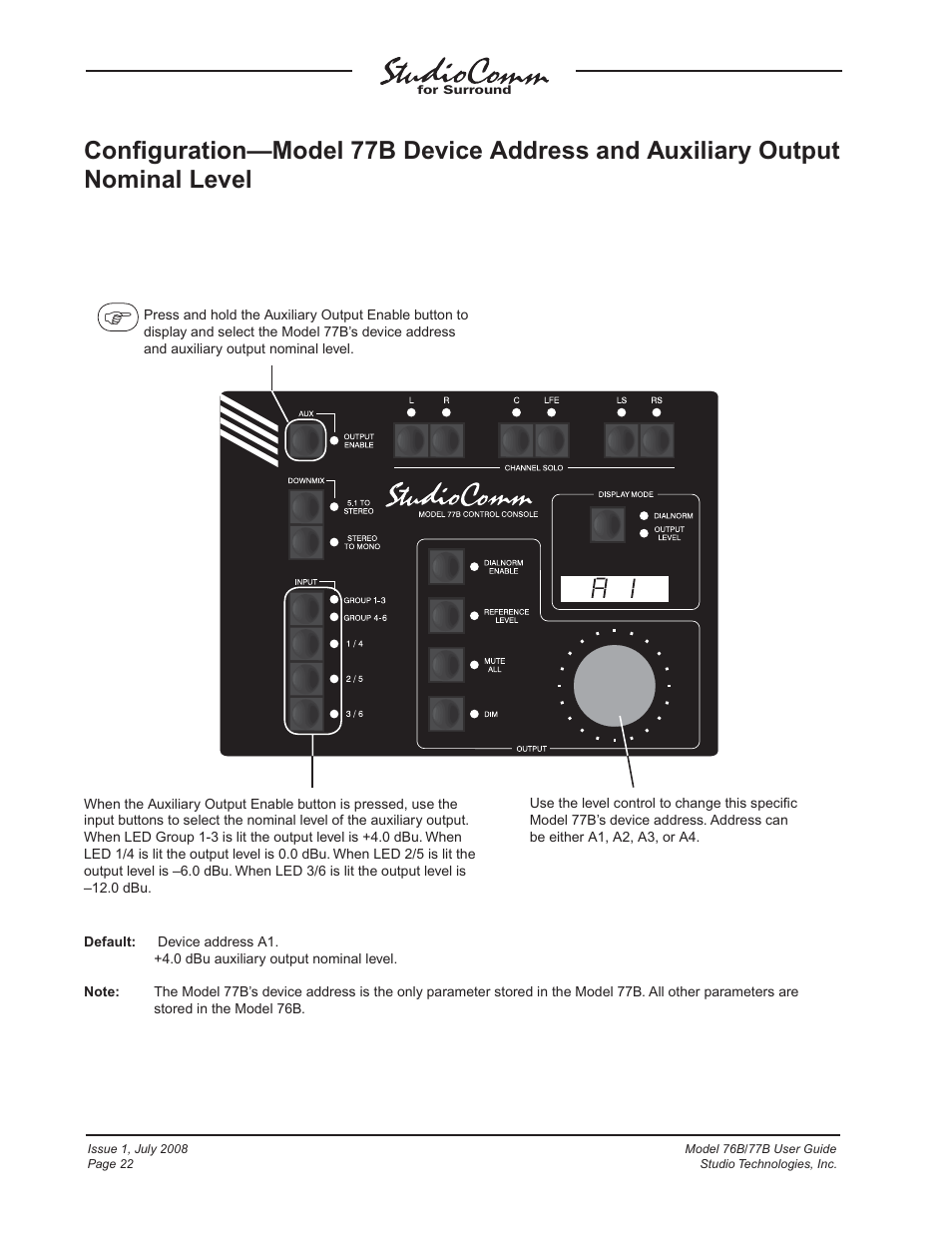 Studio Technologies 76B 2008 User Manual | Page 22 / 43