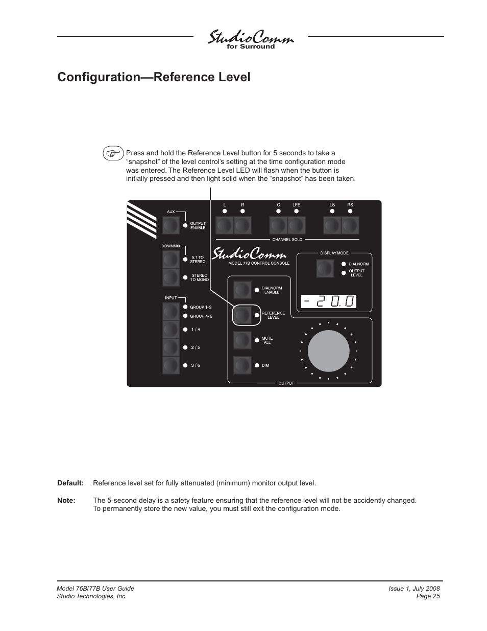 Confi guration—reference level | Studio Technologies 76B 2008 User Manual | Page 25 / 43