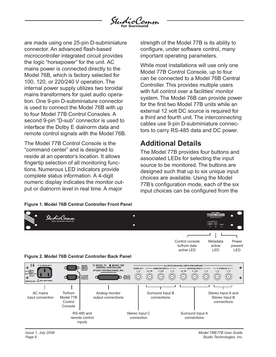 Additional details | Studio Technologies 76B 2008 User Manual | Page 6 / 43