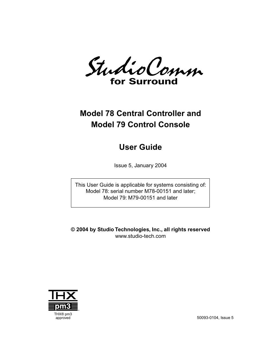Studio Technologies 78 2004 User Manual | 48 pages