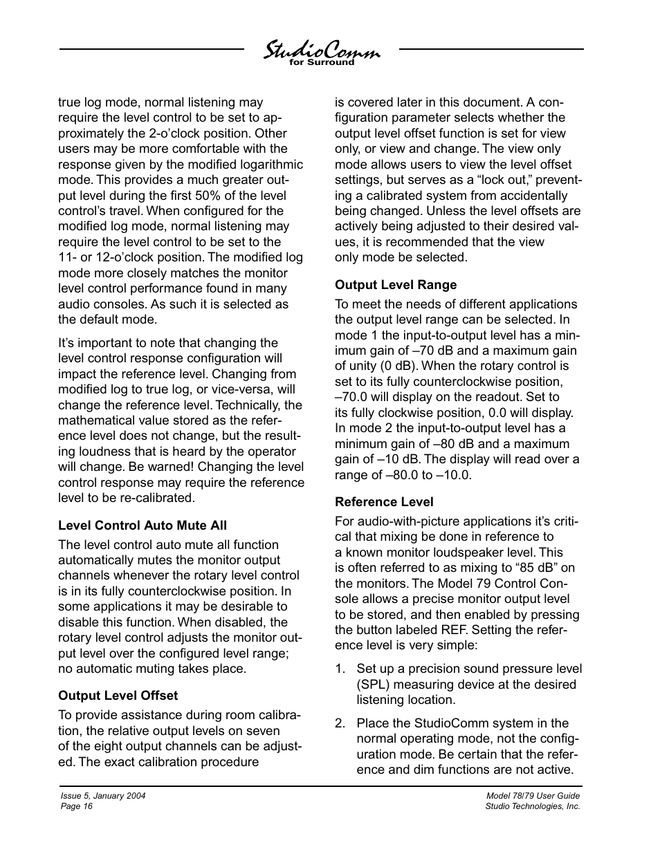 Studio Technologies 78 2004 User Manual | Page 16 / 48