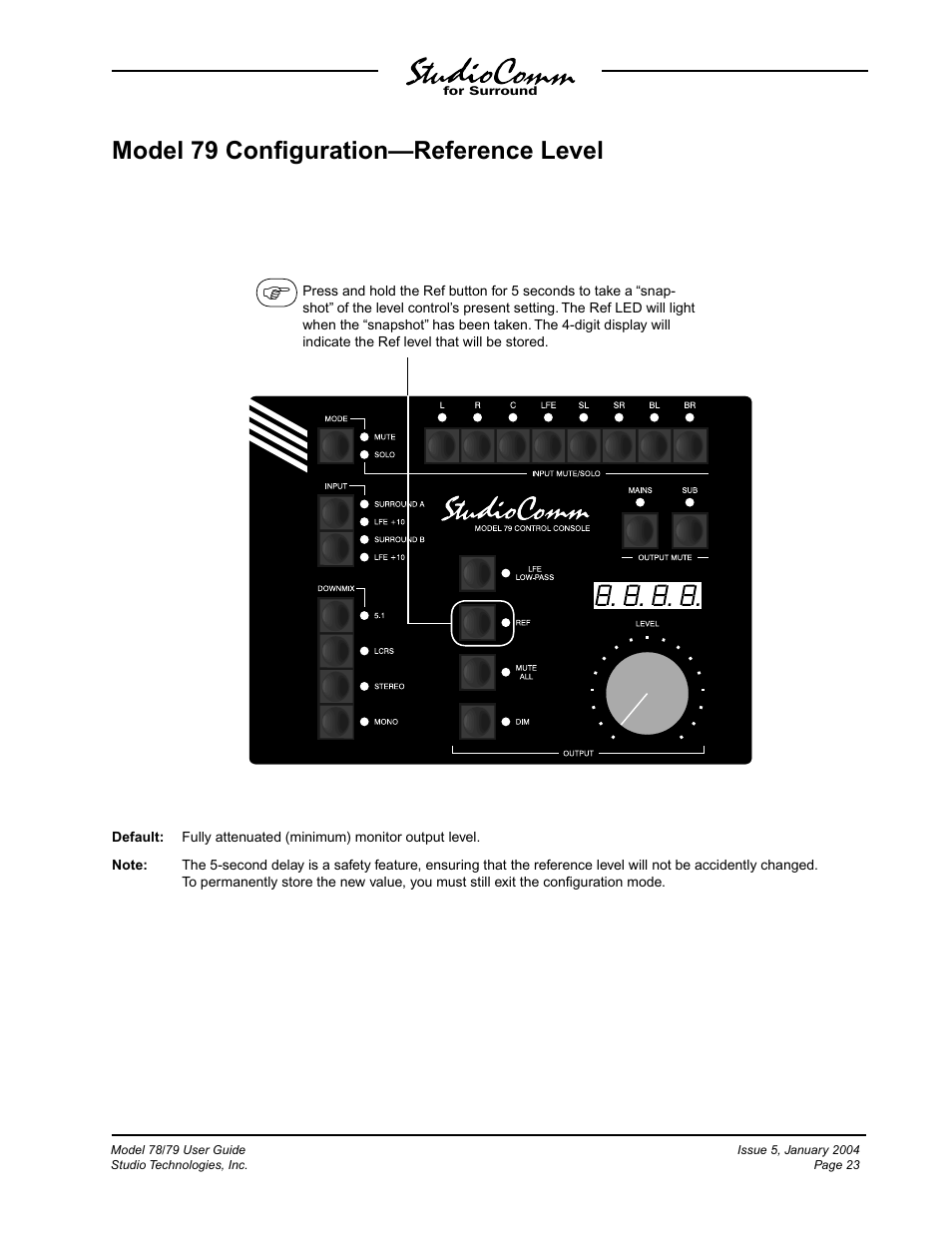 Model 79 conﬁguration—reference level | Studio Technologies 78 2004 User Manual | Page 23 / 48