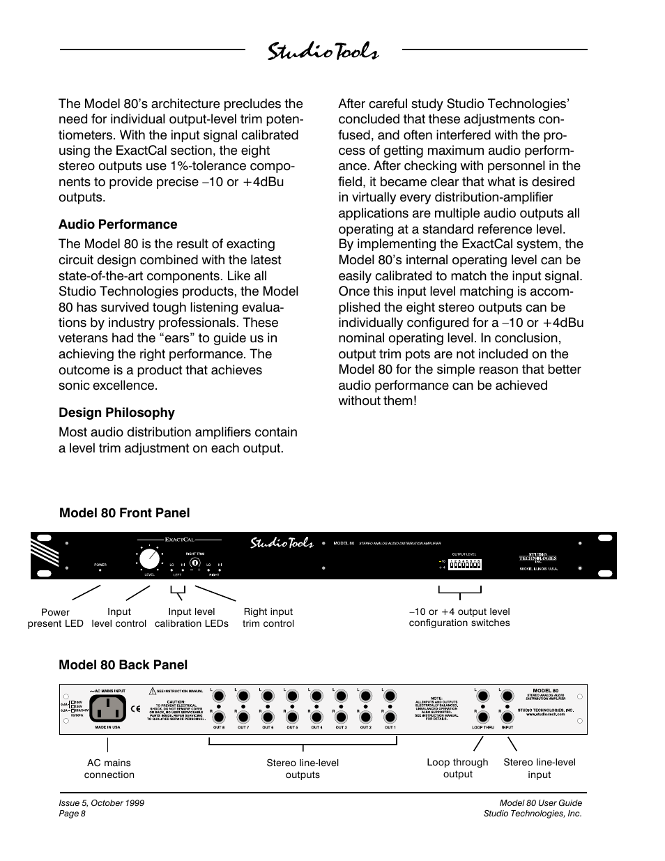 Studio Technologies 80 1999 User Manual | Page 8 / 16