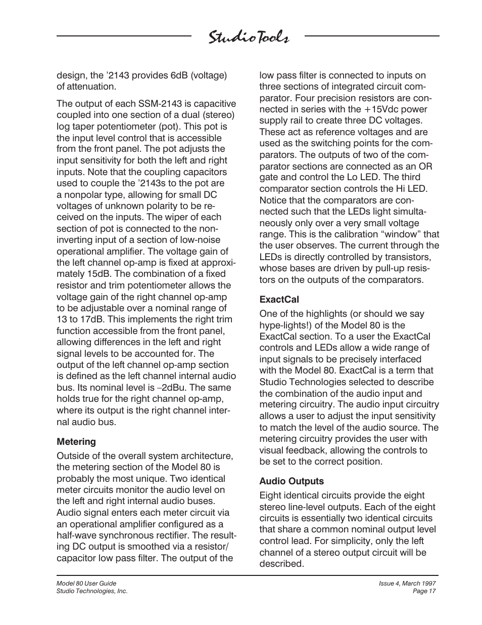 Studio Technologies 80 1997 User Manual | Page 14 / 17