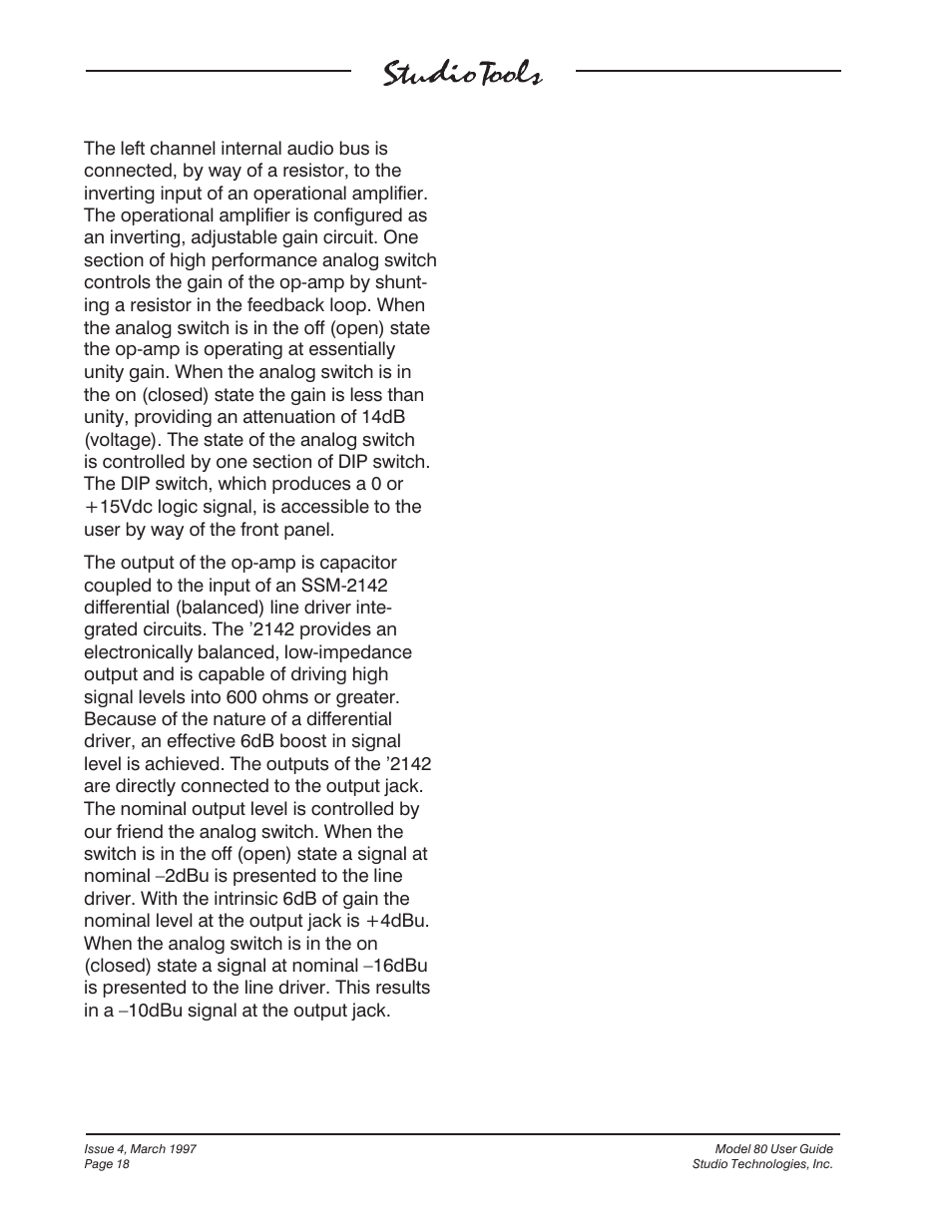 Studio Technologies 80 1997 User Manual | Page 15 / 17