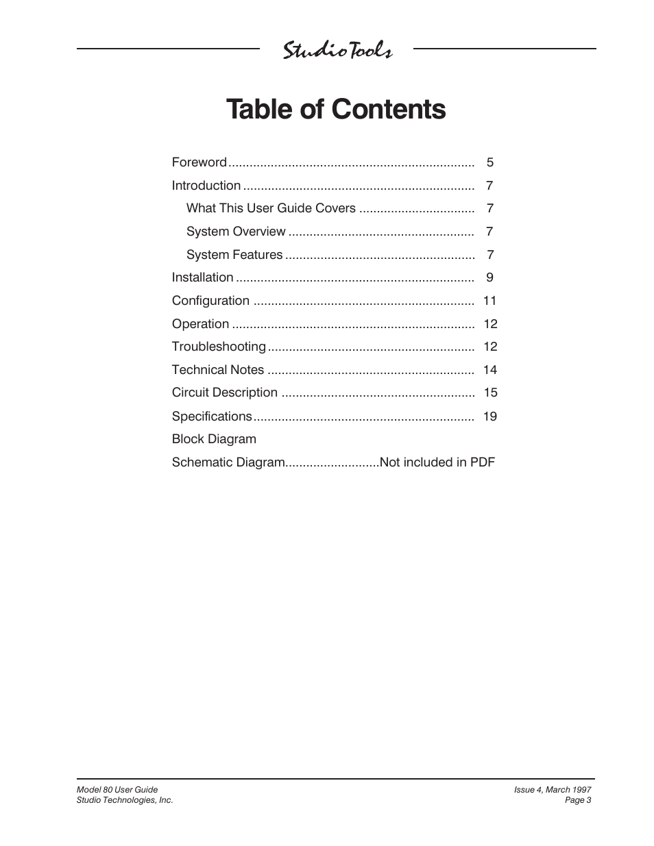 Studio Technologies 80 1997 User Manual | Page 2 / 17